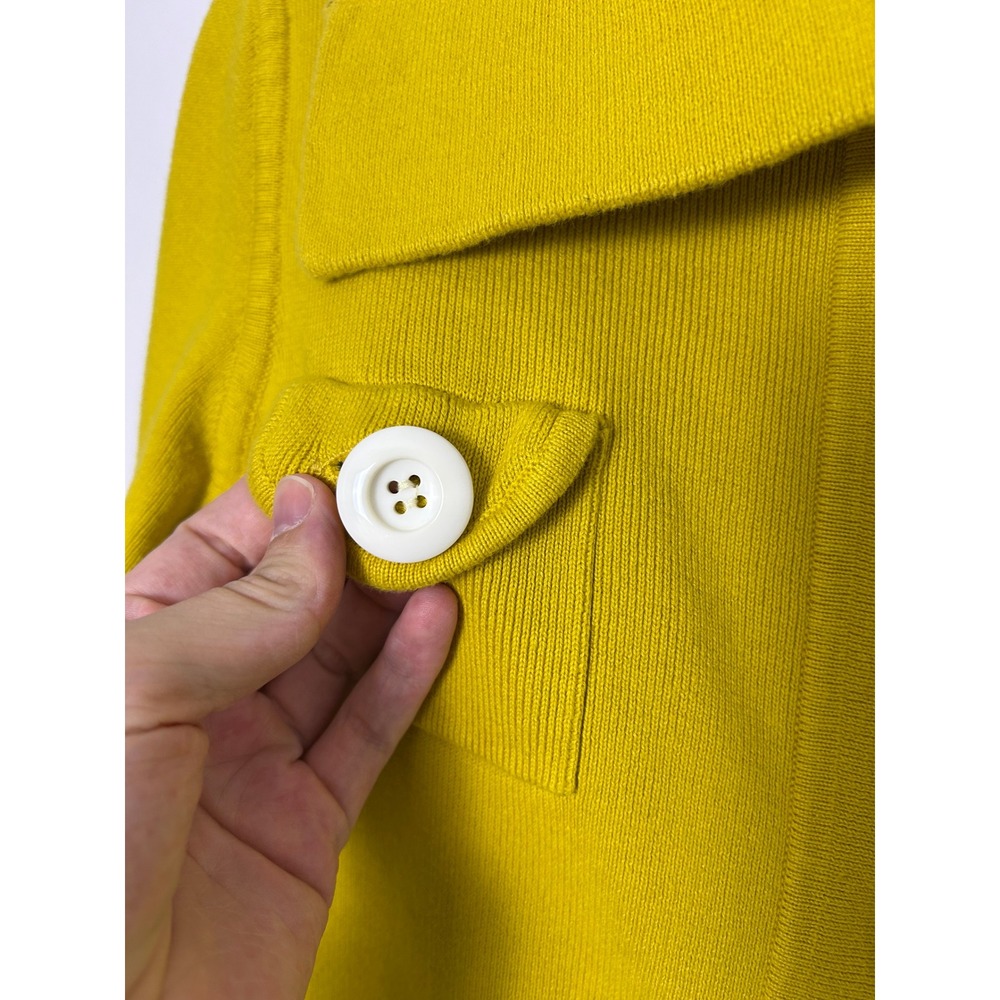 John Paul Richard Cardigan Women M Yellow Large Button Collared Ribbed Mod Retro - Picture 11 of 12
